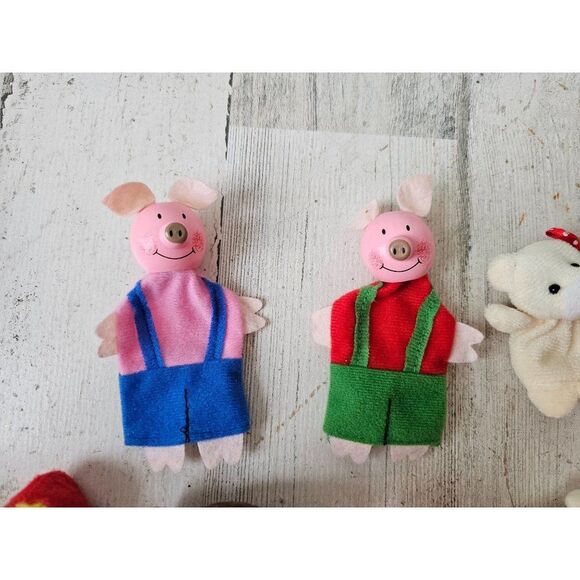 Wooden finger puppet Red Riding Hood bears grandma wolf mini vintage - Picture 3 of 7